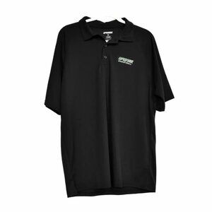 Upward Basketball Mens Black Polo Shirt Solid Polyester Short Sleeve Size L